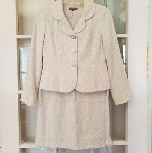 Ann Taylor skirt suit jacket and skirt cream tweed